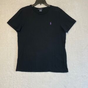Ralph Lauren Sport Black T Shirt Purple Pony Logo XL Cotton Casual